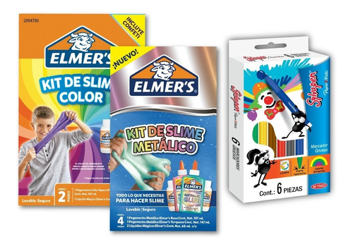 Kit Elmer's Slime Metalico 4 Unid Y Kit Color 2 Unid Y Mas 