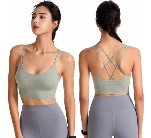 Imagen 5 de 7 de 3 Pz Brasier Deportivo Push Up Sujetador Con Espalda Cruzada
