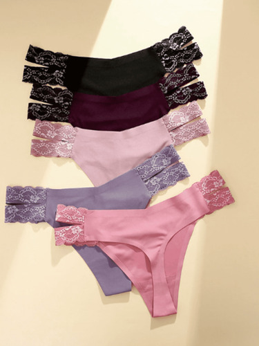 Pack De 5 Bragas Sin Costuras Para Mujer Con Cintura En V Y