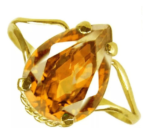 Lindo Anel Ouro 18k E Opala Natural Gota Amarelo Intenso +nf