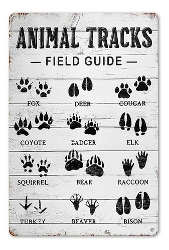 Crazysign Animal Tracks Field Guide Sign Log Cabin Wall Deco