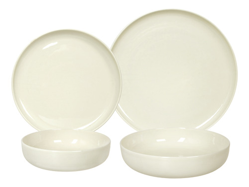 Set X 16 Plato Playo Postre Bowl Porcelana Crema 