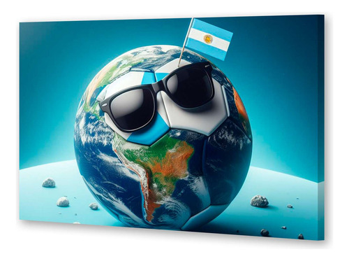 Cuadro 20x30cm Pelota Futbol Argentina Mundo Bandera M3