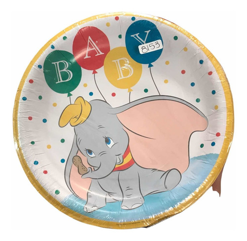 24 Platos Elefante Dumbo 7in Pastel Infantil Fiesta Baby