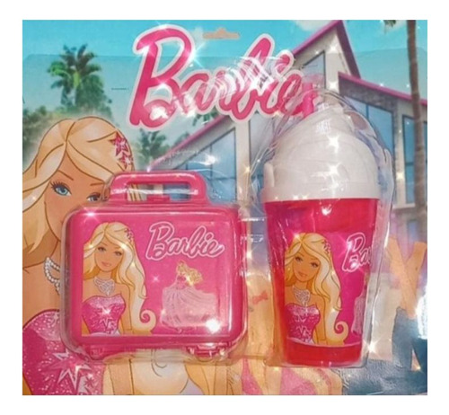 Kit Acessórios Barbie Lancheira E Copo Novidade Para Meninas Cor Rosa