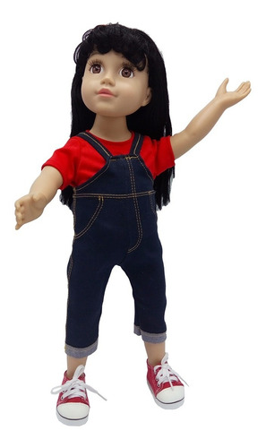 Conjunto Jardinero Remera Roja Muñecas 45 Cm/18 PuLG Witty G