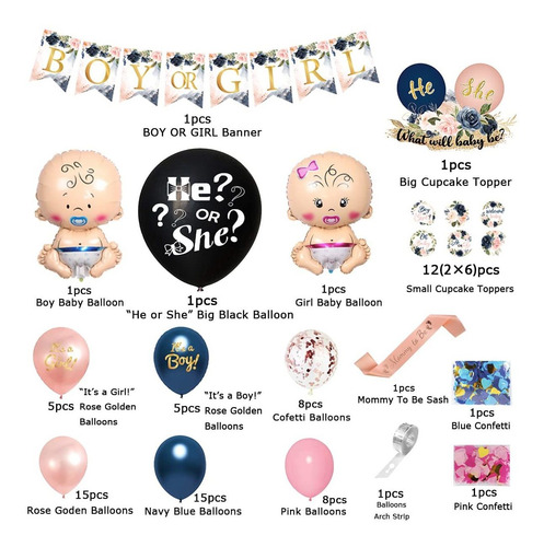 Para Fiestas De Revelación De Género, 77 Globos Y P...