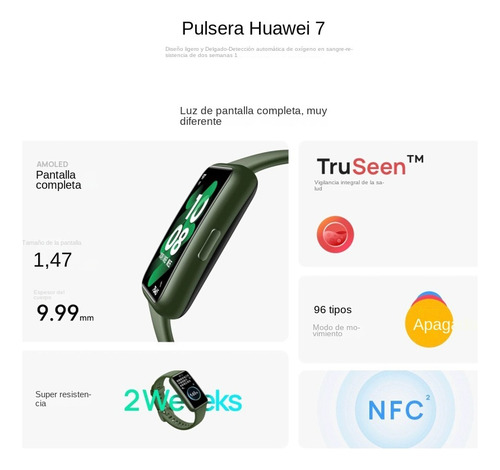 Pulsera Huawei 7 Smart Sleep Batería De Larga Duración