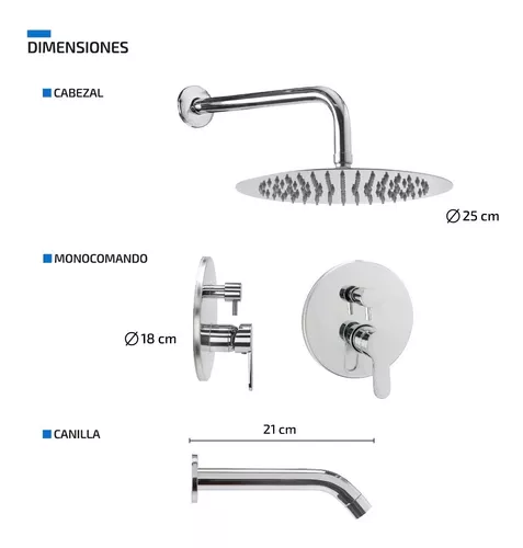 Grifería de Ducha Empotrada Monocomando con Roseta Cromada Linea Jana —  Bagno & Company