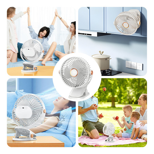 Ventilador De Pinza Escritorio Recargable Portatil Con Luz