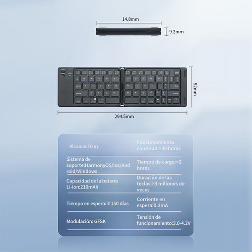 Mini Teclado Inalámbrico Bluetooth Plegable