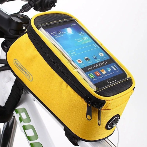 Alforja Para Bicicleta Porta Celular Bolso Delantero Pro Color Amarillo