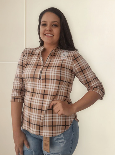Blusa Yo M686 Cuadros Talla Extra Estirable Casual O Vestir