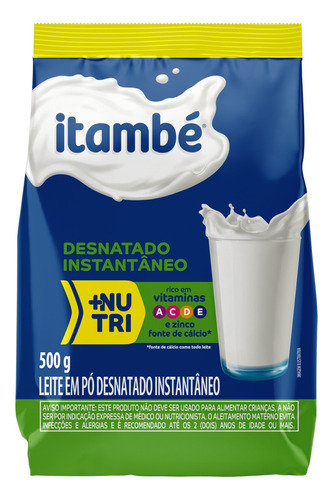 Leite Pó Instantâneo Desnatado Itambé Pacote 500g Embalagem Econômica