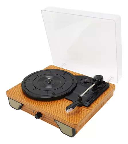 Tocadiscos vintage de 3 velocidades Bluetooth con altavoz, reproductor de  vinilo LP portátil, conector RCA, madera natural