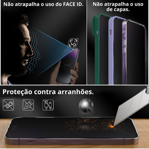 2x Película Privacidade Vidro 3d Para iPhone Todos Modelos
