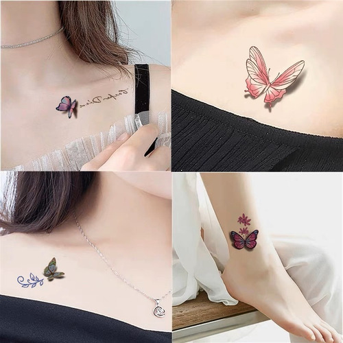 Tatuaje Temporal Mariposas 30 Plantillas Tatto Cuello Brazo Color Butterflies Butterflies