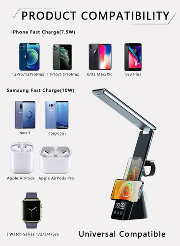 Estación De Carga Inalámbrica Para iPhone 15w + Lámpara 3en1