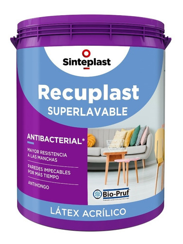 Recuplast Interior Superlavable | Látex Blanco Mate | 4lt