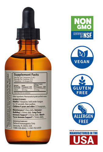 Suplemento De Hidrosol De Plata Bioactivo Sovereign Silver,