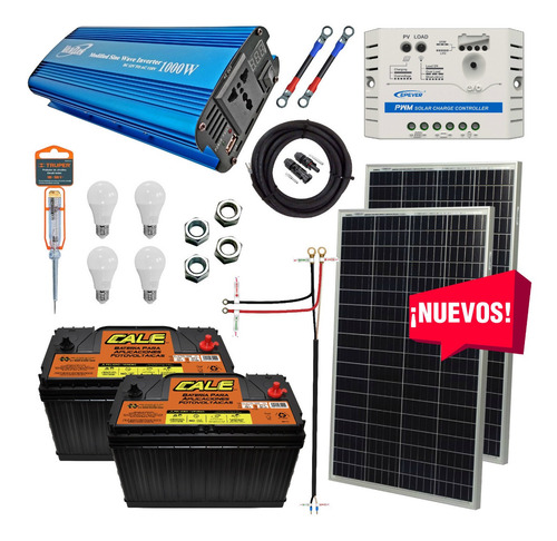 Kit Solar 1100 Watts, Baterías Cale Completo Listo Para Usar (Usado)