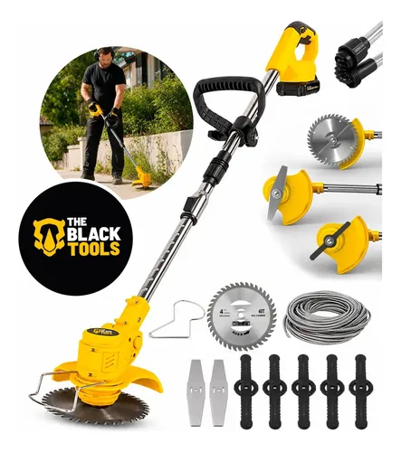 Roçadeira Aparador Grama A Bateria Recarregável 21v 750w Profissional Com Acessórios Tcg21c The Black Tools
