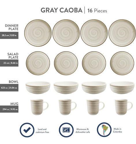 Juego De Vajilla Corona X 16 Piezas De Ceramica