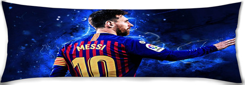 Cojin Almohada Larga Messi Espalda Mano Aura Azul 35x100cm