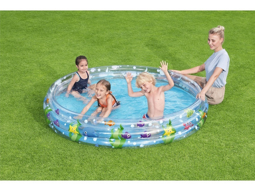 Imagen 3 de 9 de Pileta Inflable Bestway 51005 Mundo Marino 3 Aros 480 Lt