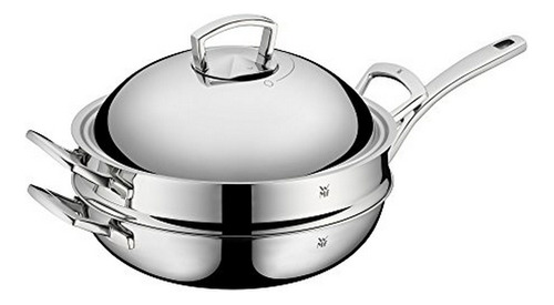 Wok De Acero Inoxidable Wmf Con Vaporera 32 Cm