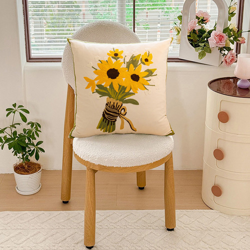Funda De Almohada V De Algodón Con Forma De Girasol Para Jar