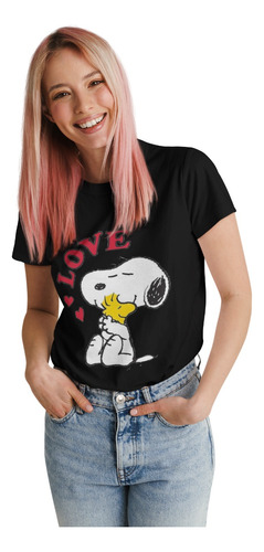 Polera Snoopy Charlie Brown Love Algodon Estampado