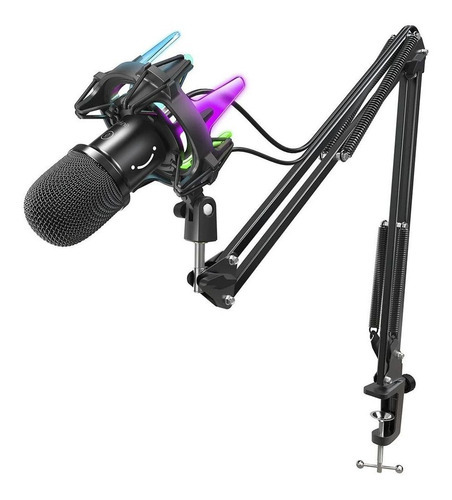 Microfone Fifine K651 Rgb Com Kit De Streaming Podcast Cor Preto