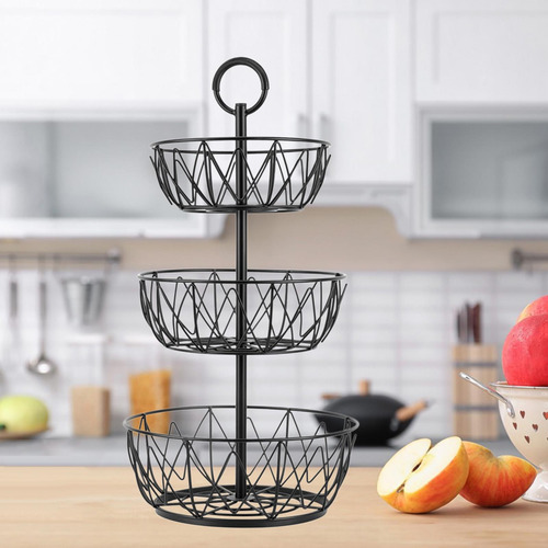 Cesta De Frutas De 3 Niveles De Hierro Placa De Frutas Y