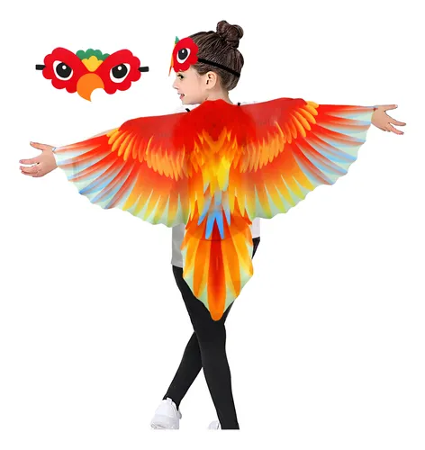 Disfraz De Alas De Loro Y Máscara De Pájaro – Juego De Rol Y Mascarada Para Niños, Disfraz De Ave Para Carnaval Y Actuaciones