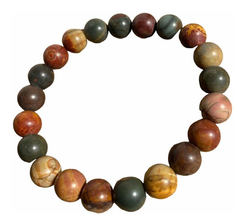 1 Pulsera Jaspe Picasso  8 Mm Piedra Natural Reiki 