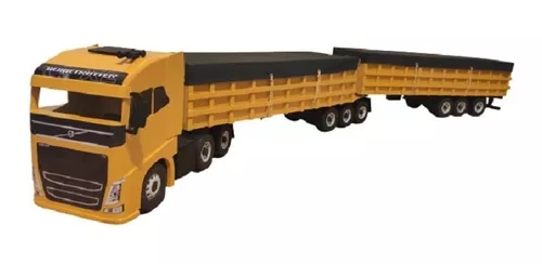 Miniatura Gigante Volvo FH Carreta Bi trem de Madeira Artesanal