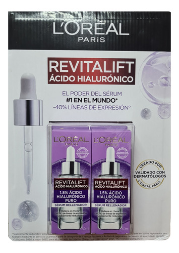 Kit Loreal Revitalift Acido Hialuronico 15% Serum 30ml 2pz