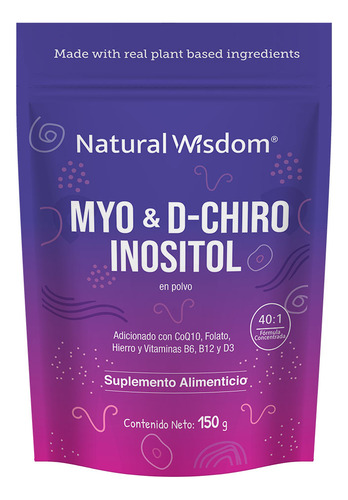Myo & D-chiro Inositol | Ayuda al balance hormonal | adicionado con Coq10, Folato, Hierro y vitaminas B6, B12 Y D3 | 150 gramos