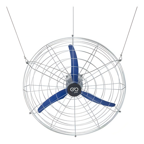 Ventilador Goar 1 Metro V100 Suspenso P/ Fábricas E Galpões Estrutura Cromada Pás Azul 127/220v