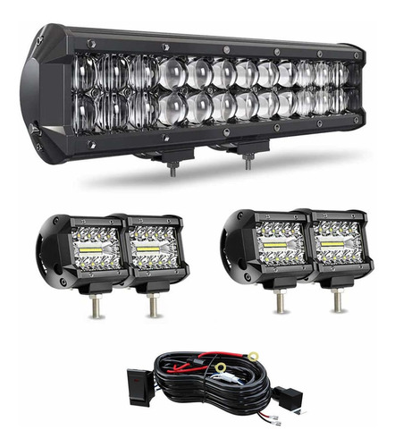 Dot 12 Pulgadas 72 W 5d Led Barra De Luz+4 X 4 Pulgadas 60 W