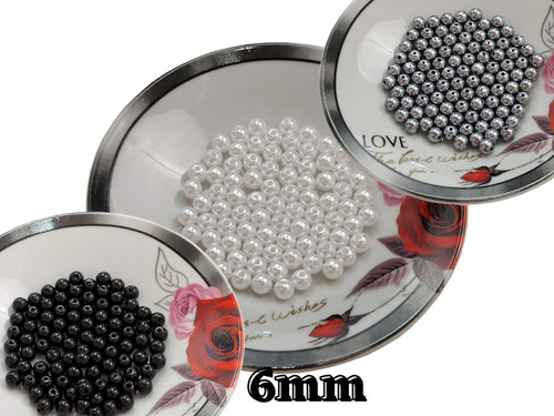 Pérola Inteira Com Furo Abs 6mm 25g Pacote