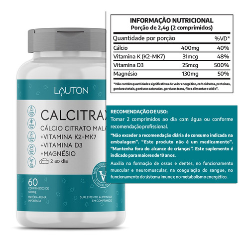 Malato de citrato de calcio Calcitrax con vitaminas Lautón - Kit 6