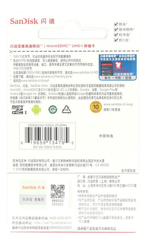 Sandisk Sdsqunc-032g-zn3mn Ultra Cartão De Memória Micro Sdh