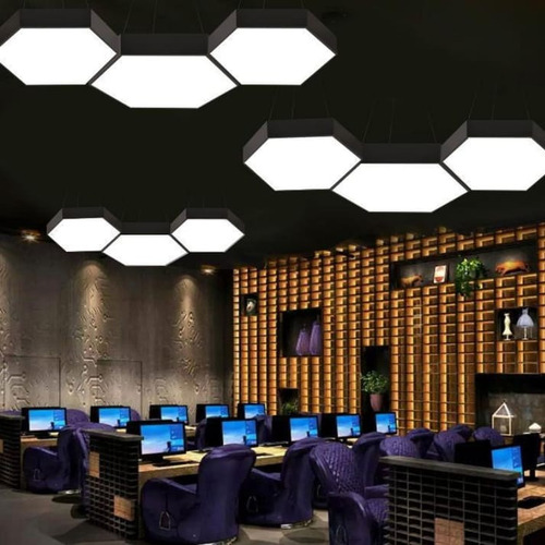 Lámpara Hexagonal Led Blanco Colgante