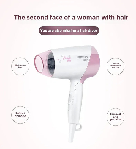 Jjminisecador De Pelo Plegable Philips Hp8120, 1200 W, Para