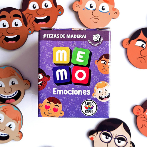 Juego Memoria Emociones 20 Fichas Caritas Madera Niños Barco