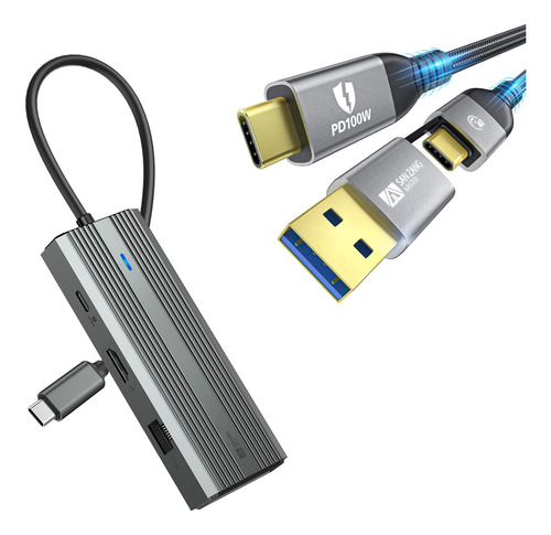 Adaptador Concentrador Usb C 8 1 Cable 100 W Para