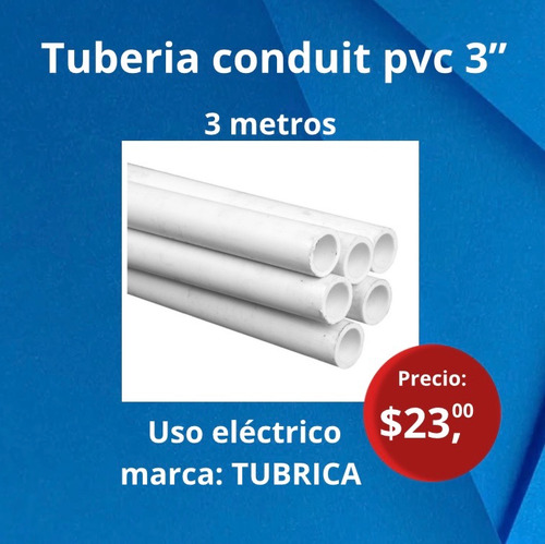 Tubo 3 Pulgadas Pvc Electricidad, Marca Tubrica 