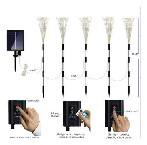 Decoración Navideña Fuegos Artificiales Con Luz Solar 4pcs